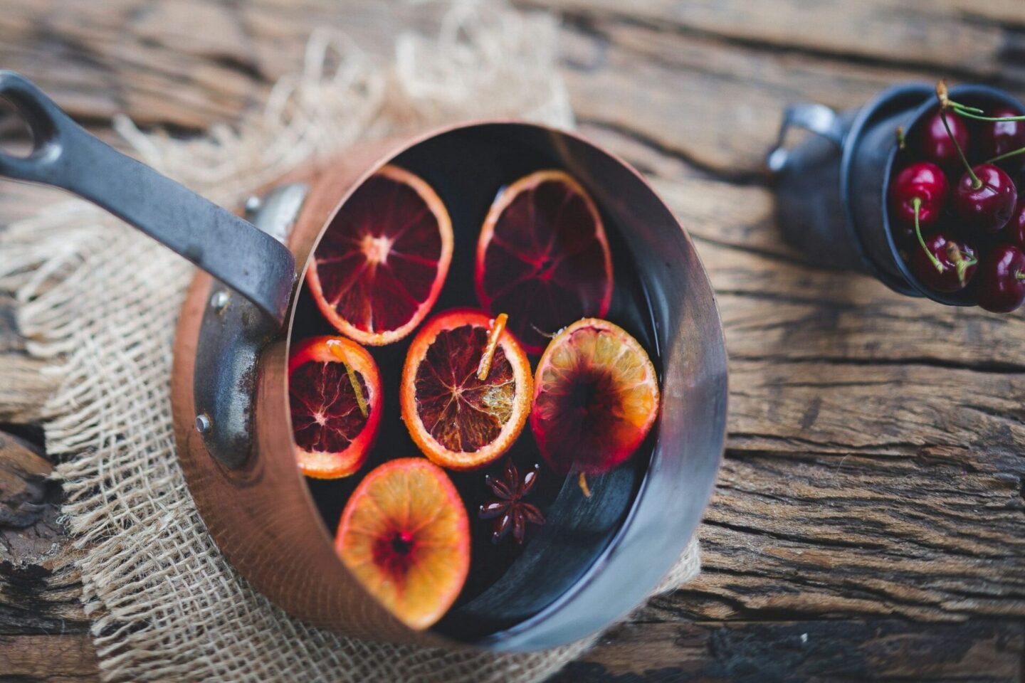 Mulled wine in a pot